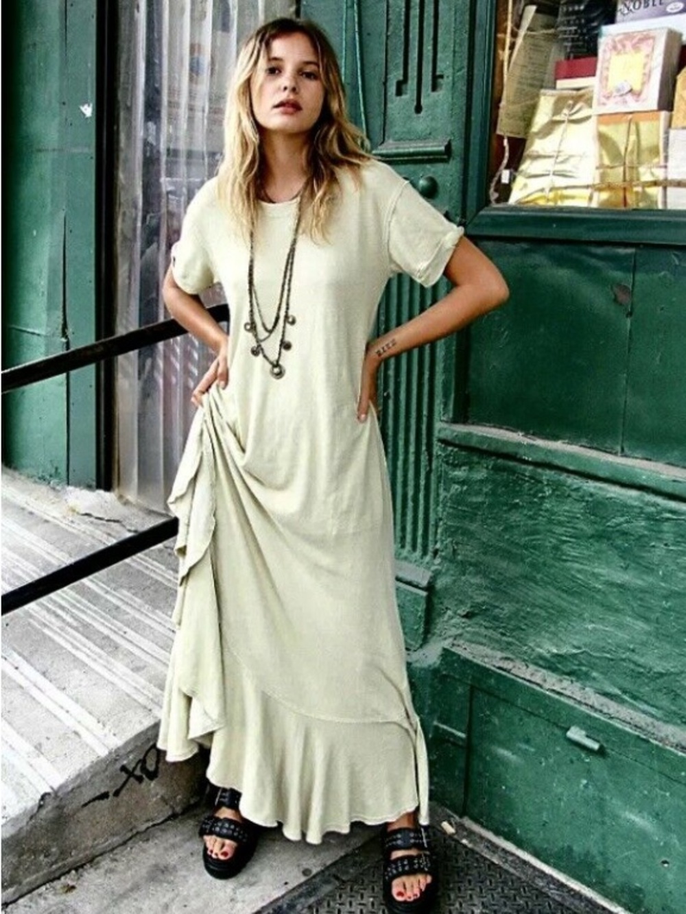 Free People Havana Tee Maxi Dress in White
